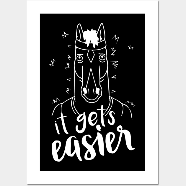 It Gets Easier Outline White Wall Art by InsomniackDesigns